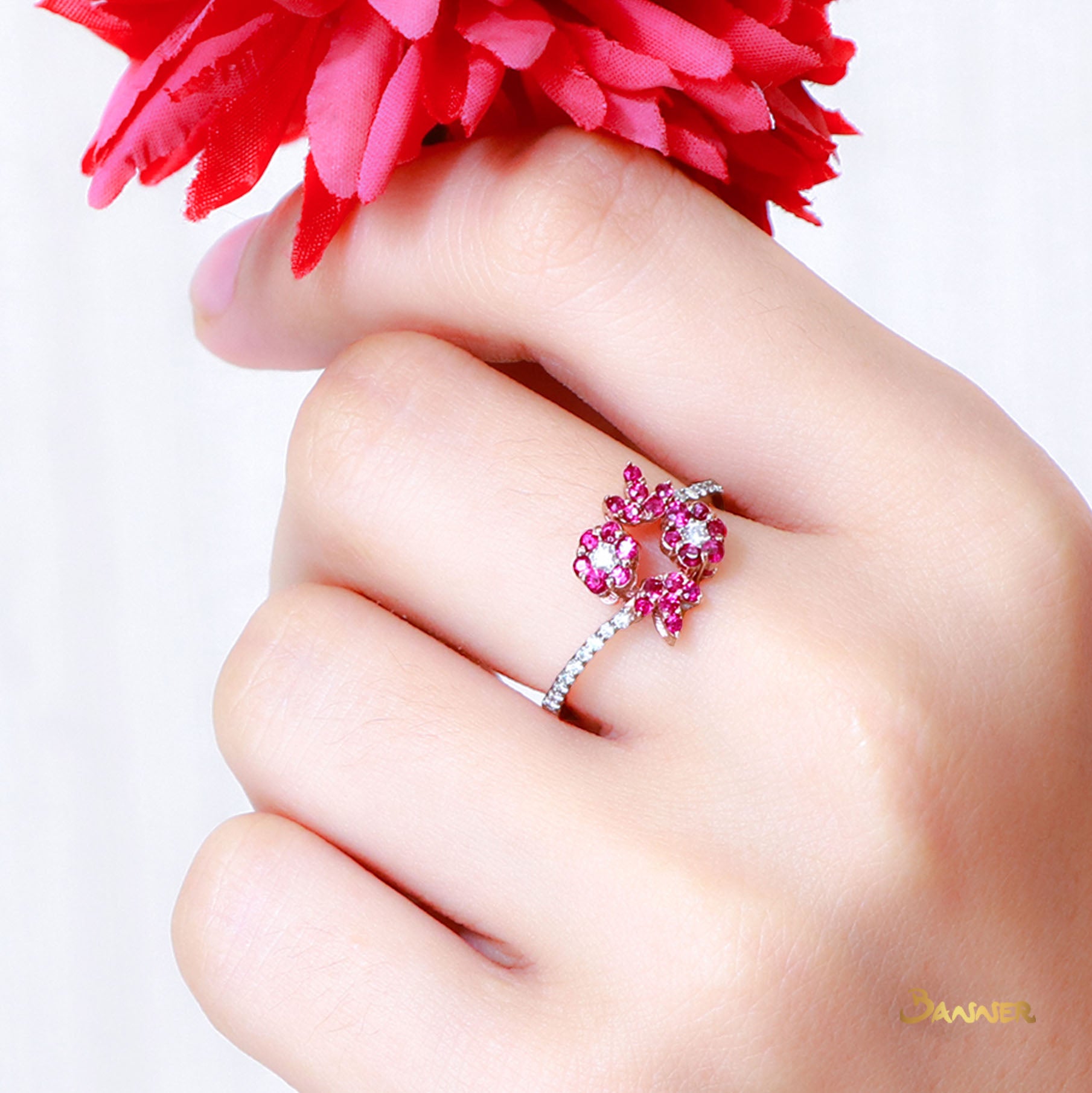 Ruby and Diamond Floral Set