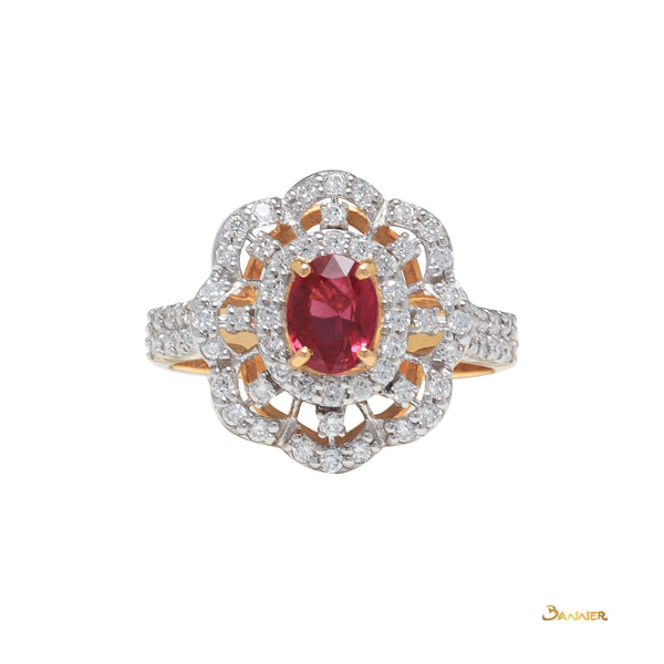 Ruby and Diamond Floral Ring