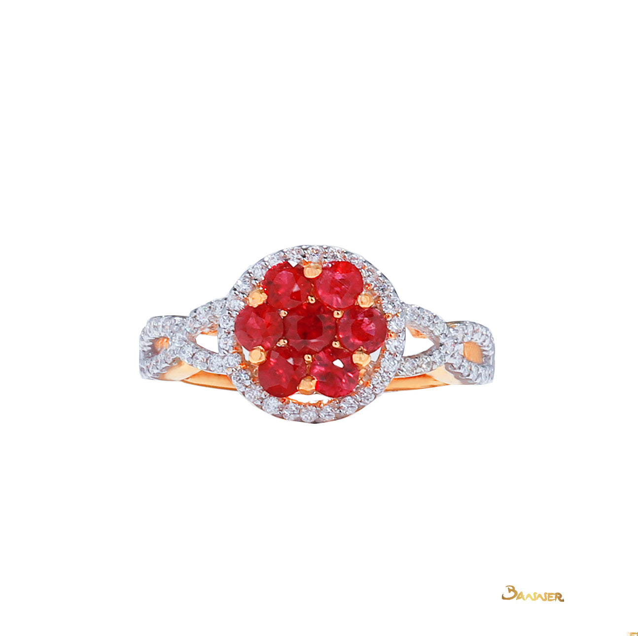 Ruby and Diamond Floral Ring