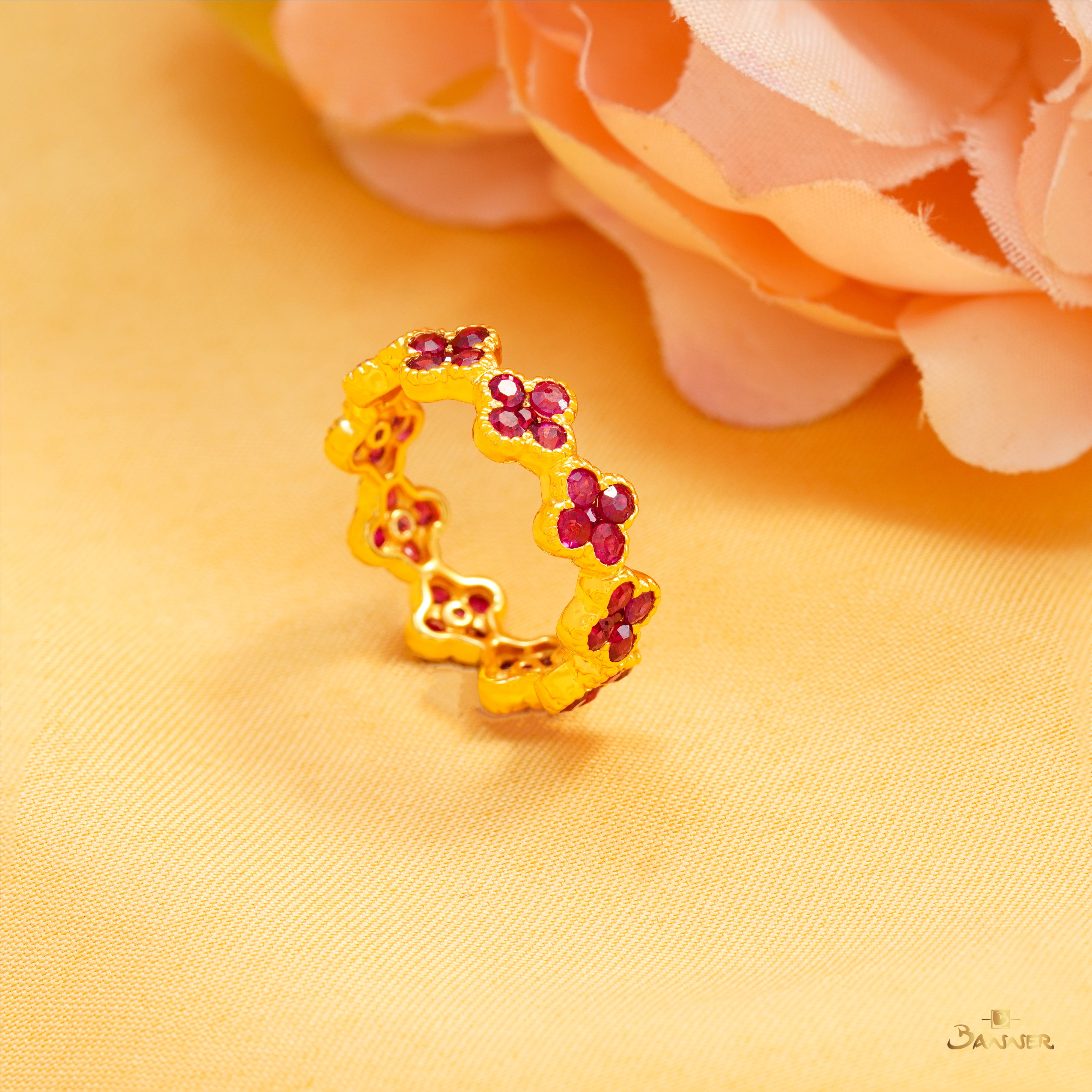 Ruby Clover Eternity Ring