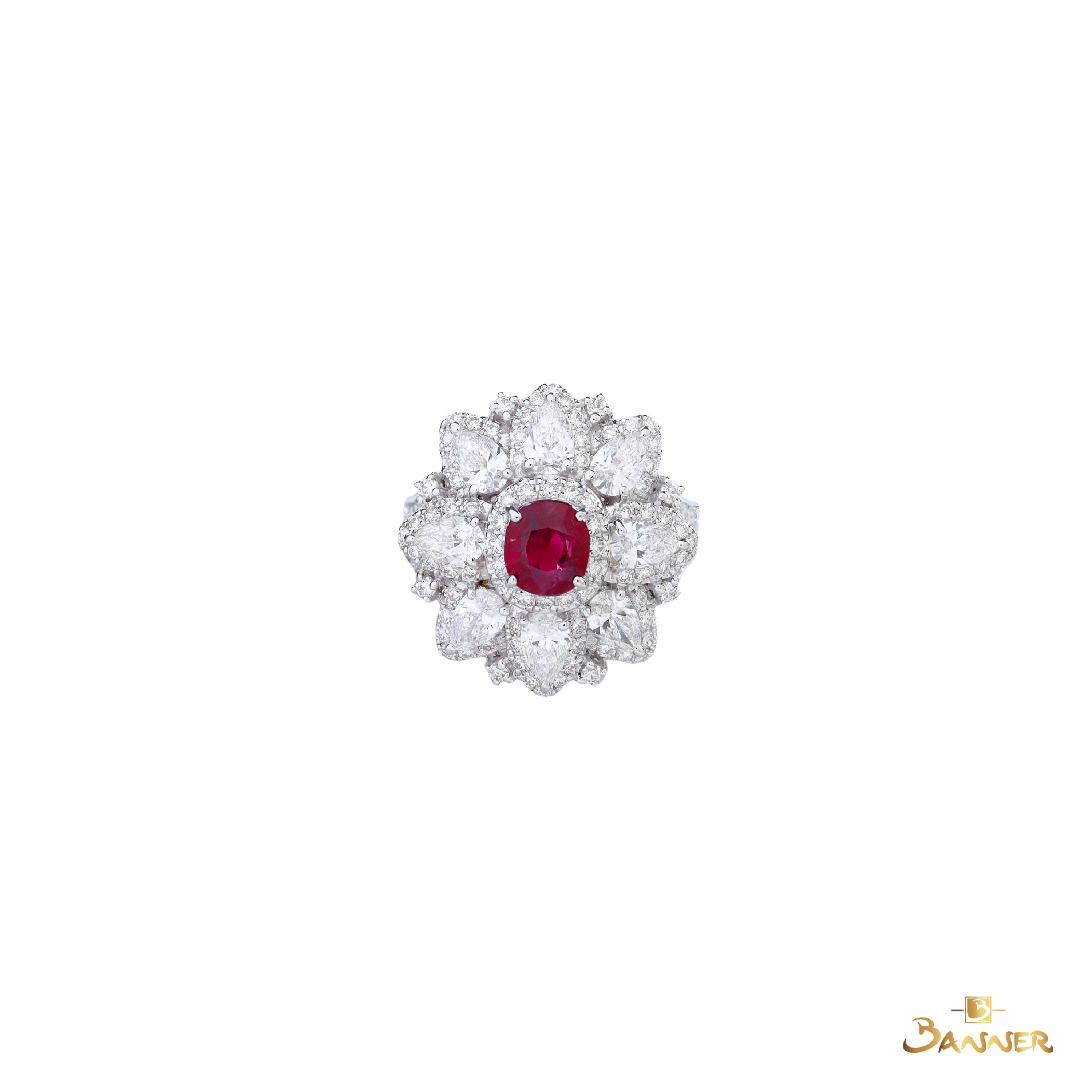 Ruby and Diamond Floral Ring