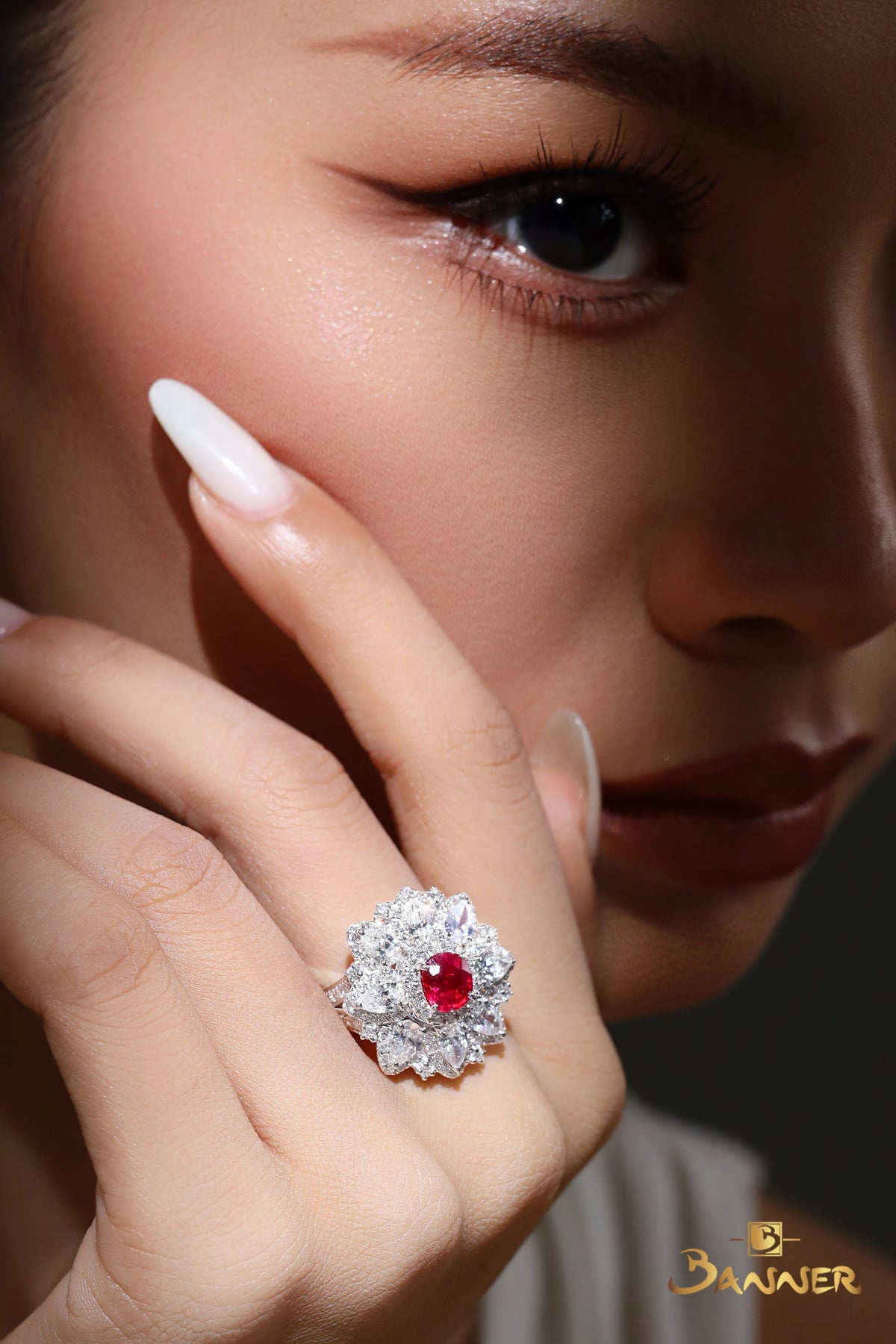 Ruby and Diamond Floral Ring