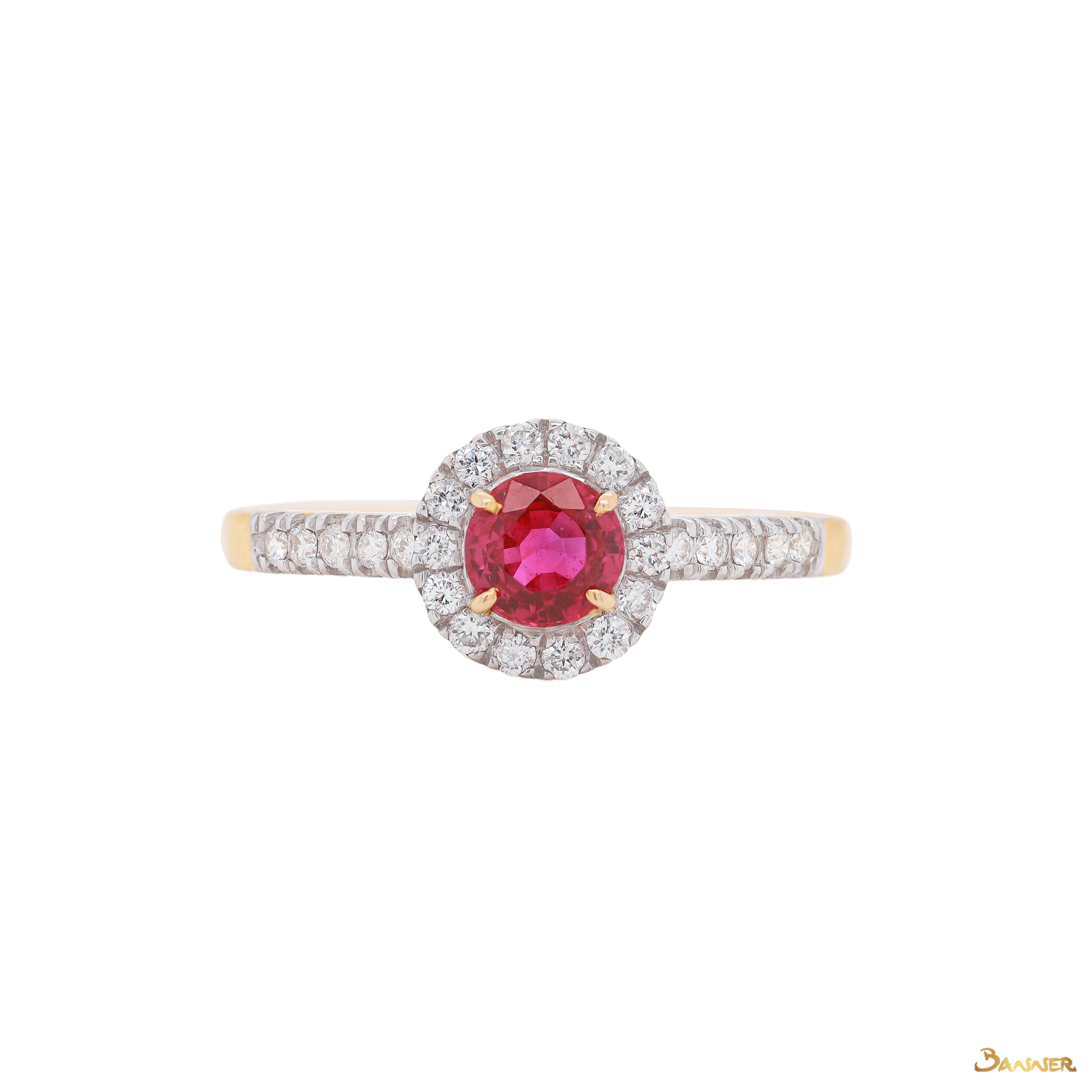 Ruby and Diamond Halo Ring