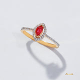 Marquise Ruby and Diamond Halo Set