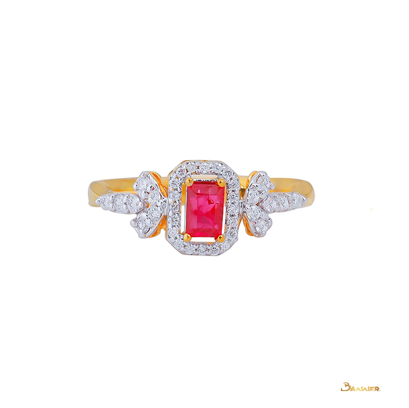 Ruby and Diamond Halo Ring