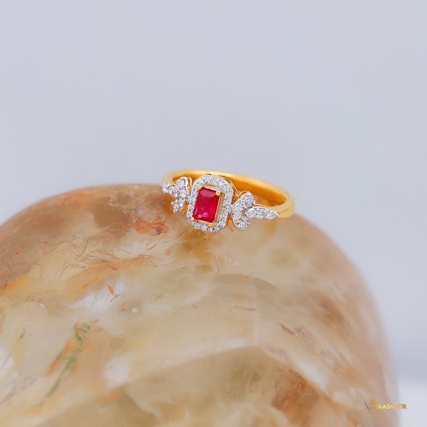 Ruby and Diamond Halo Ring