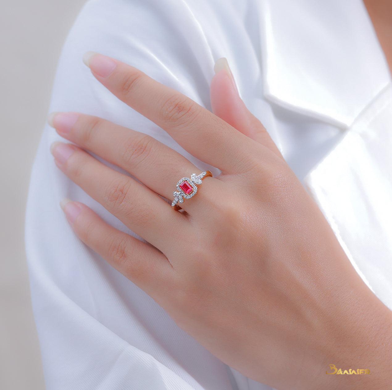 Ruby and Diamond Halo Ring