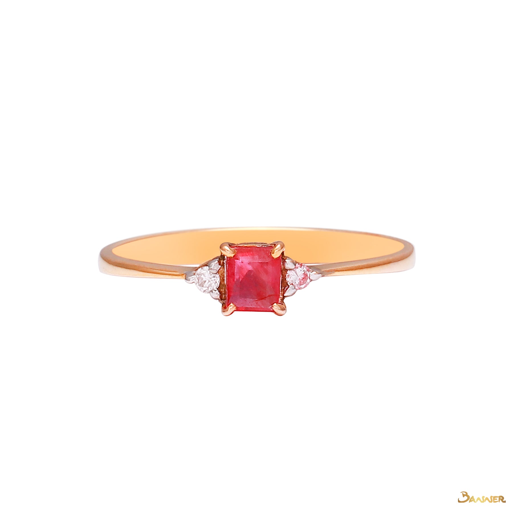 Emerald-cut Ruby and Diamond Petite Ring