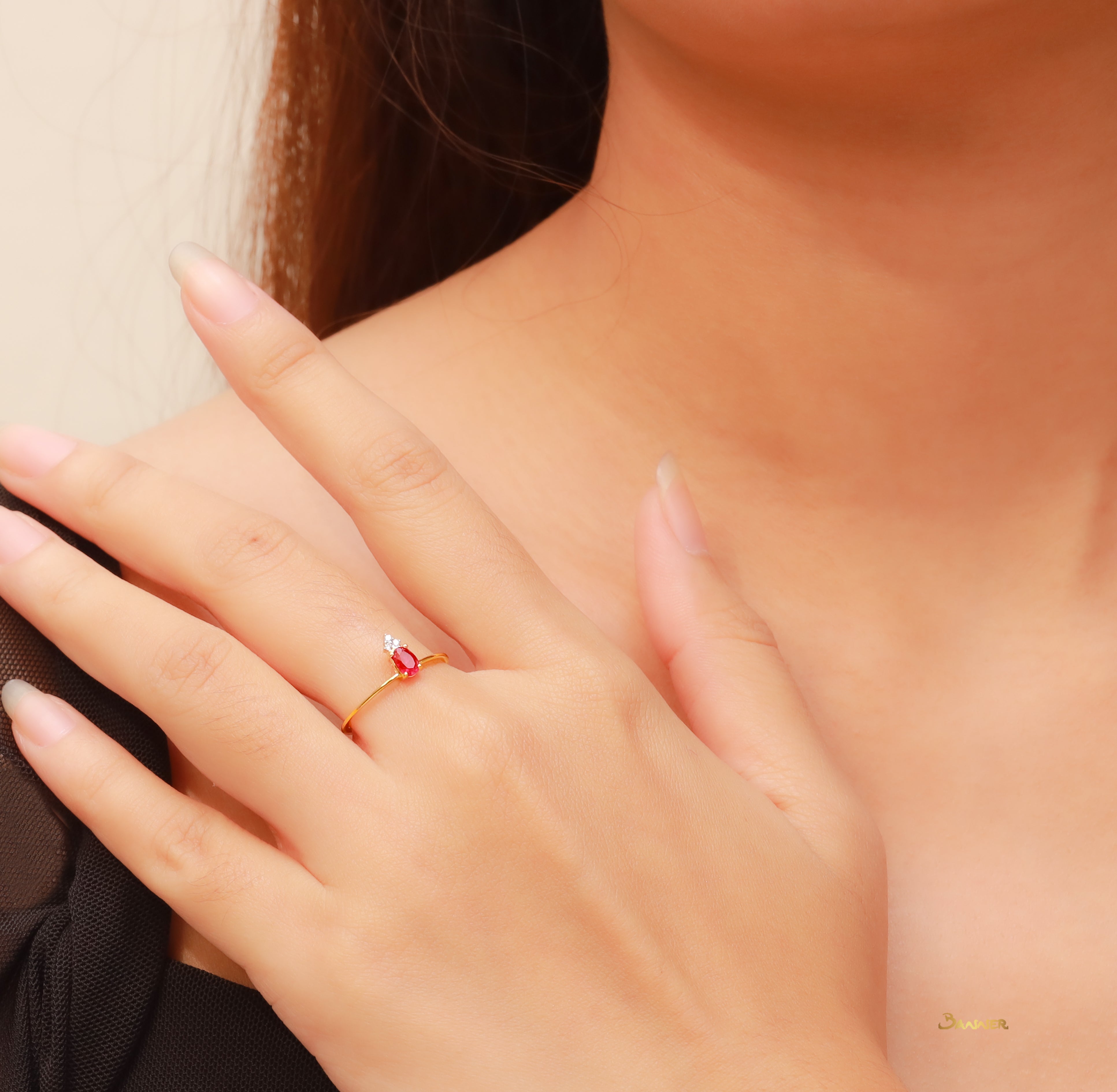 Ruby and Diamond Petite Ring