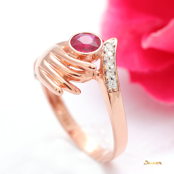 Ruby and Diamond Hand Ring