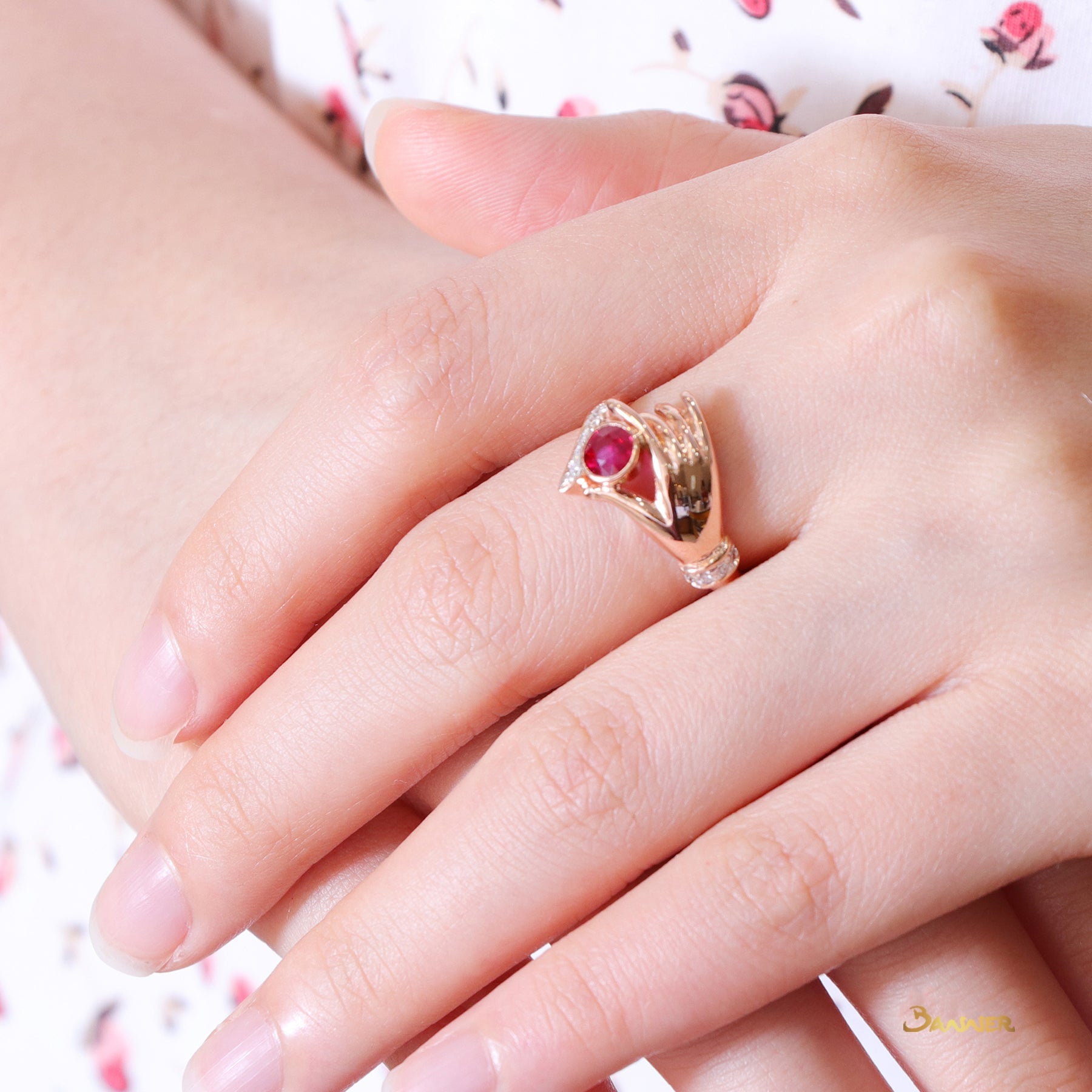 Ruby and Diamond Hand Ring