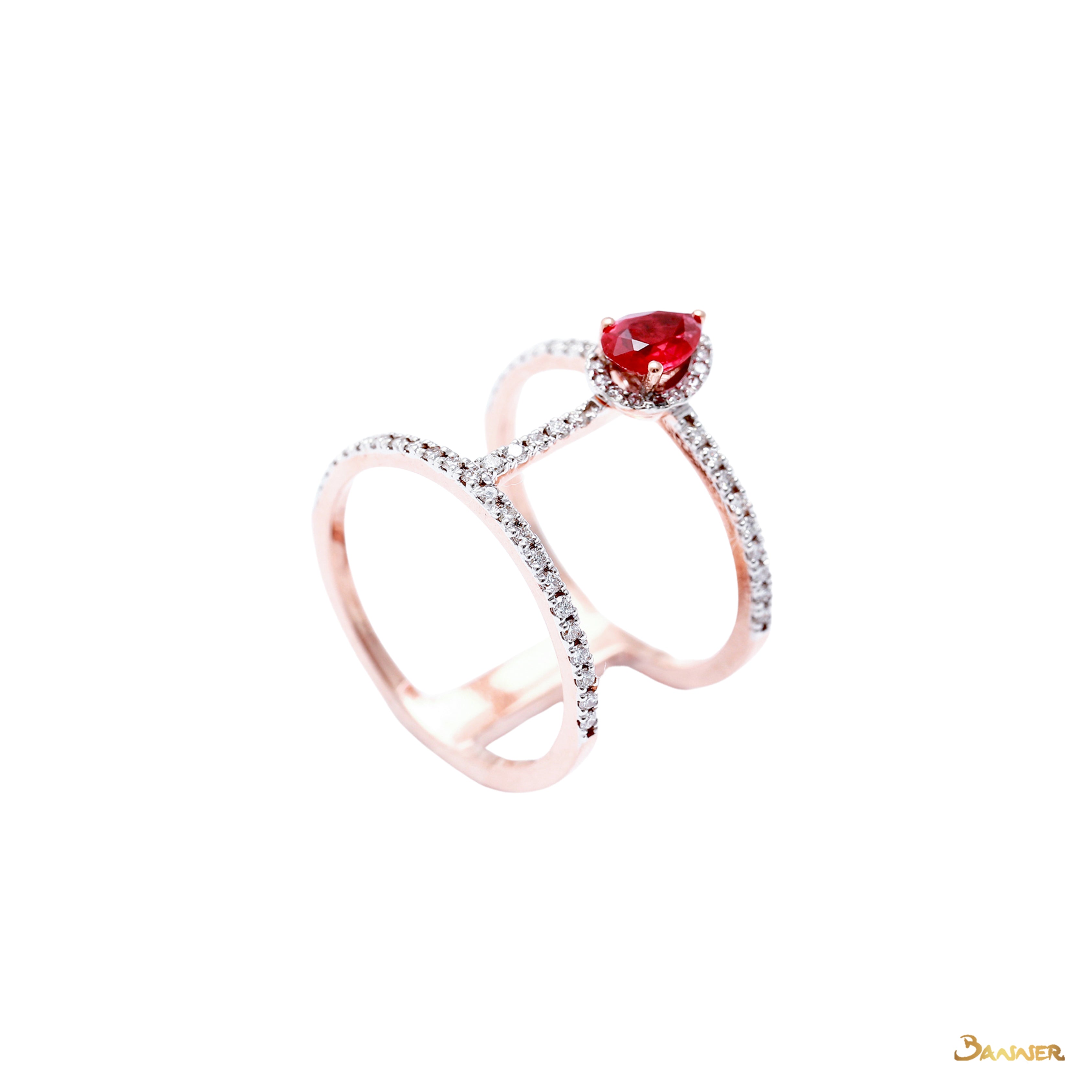 Ruby and Diamond Arrow Ring