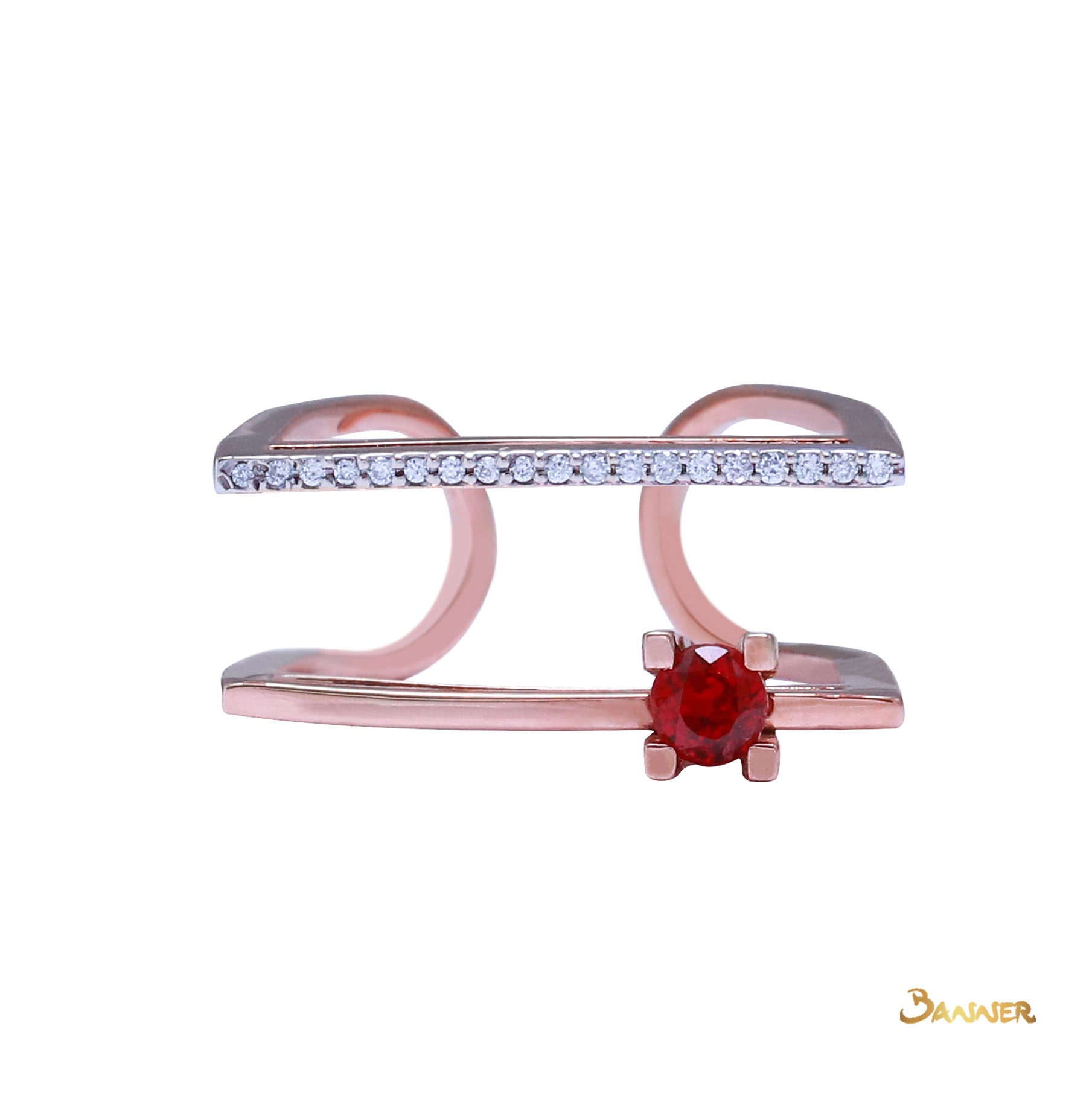 Ruby and Diamond Violin Ring