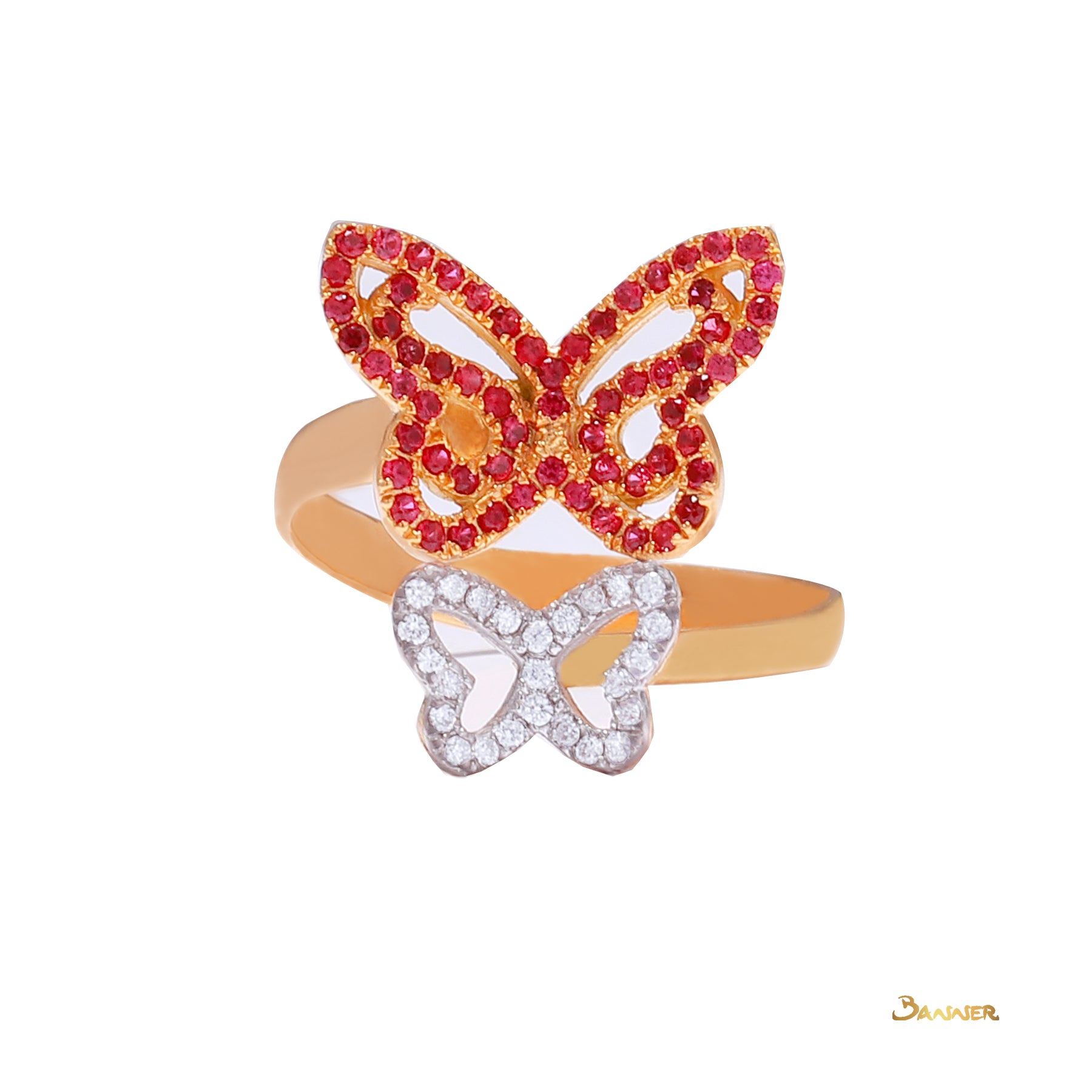 Ruby and Diamond Butterfly Ring