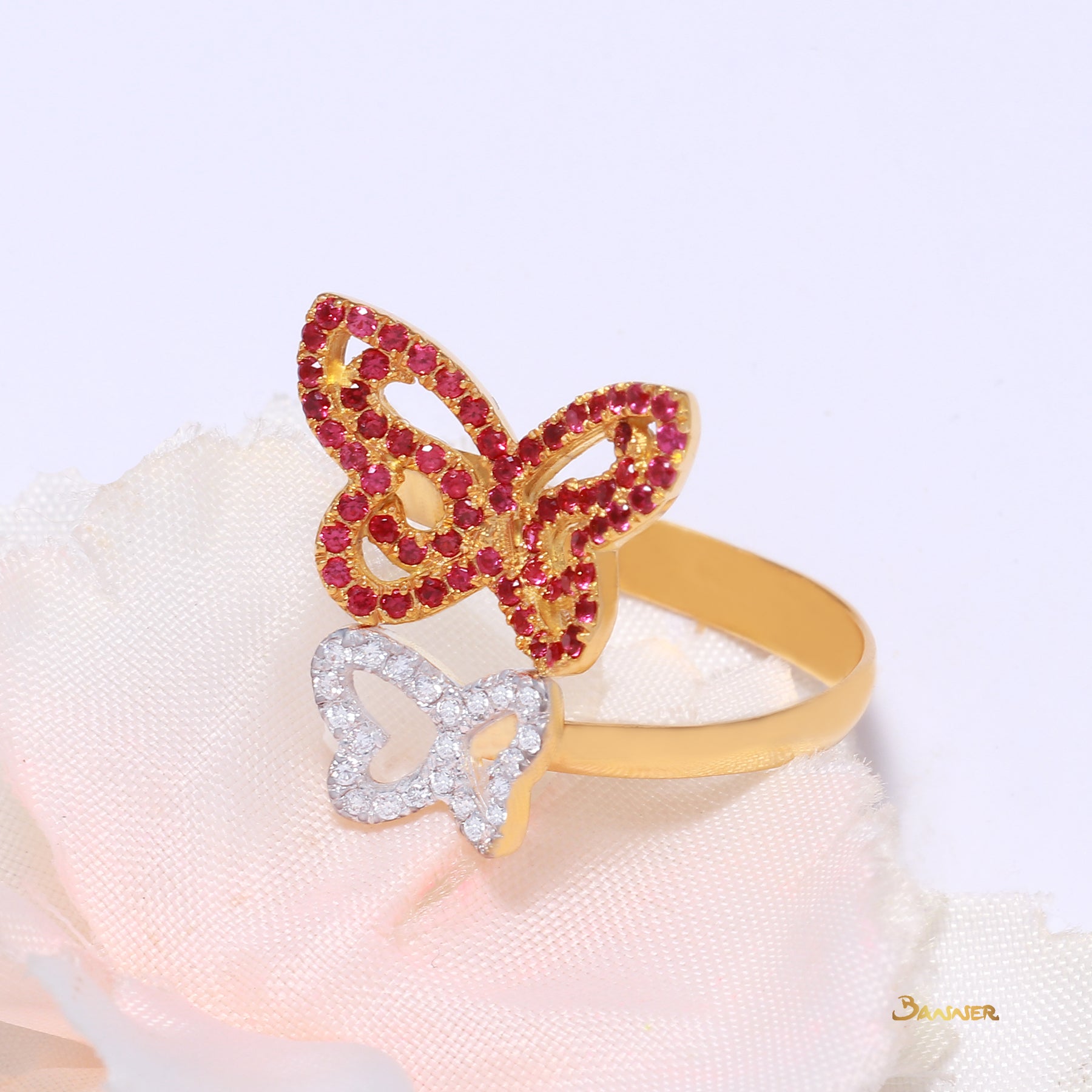 Ruby and Diamond Butterfly Ring