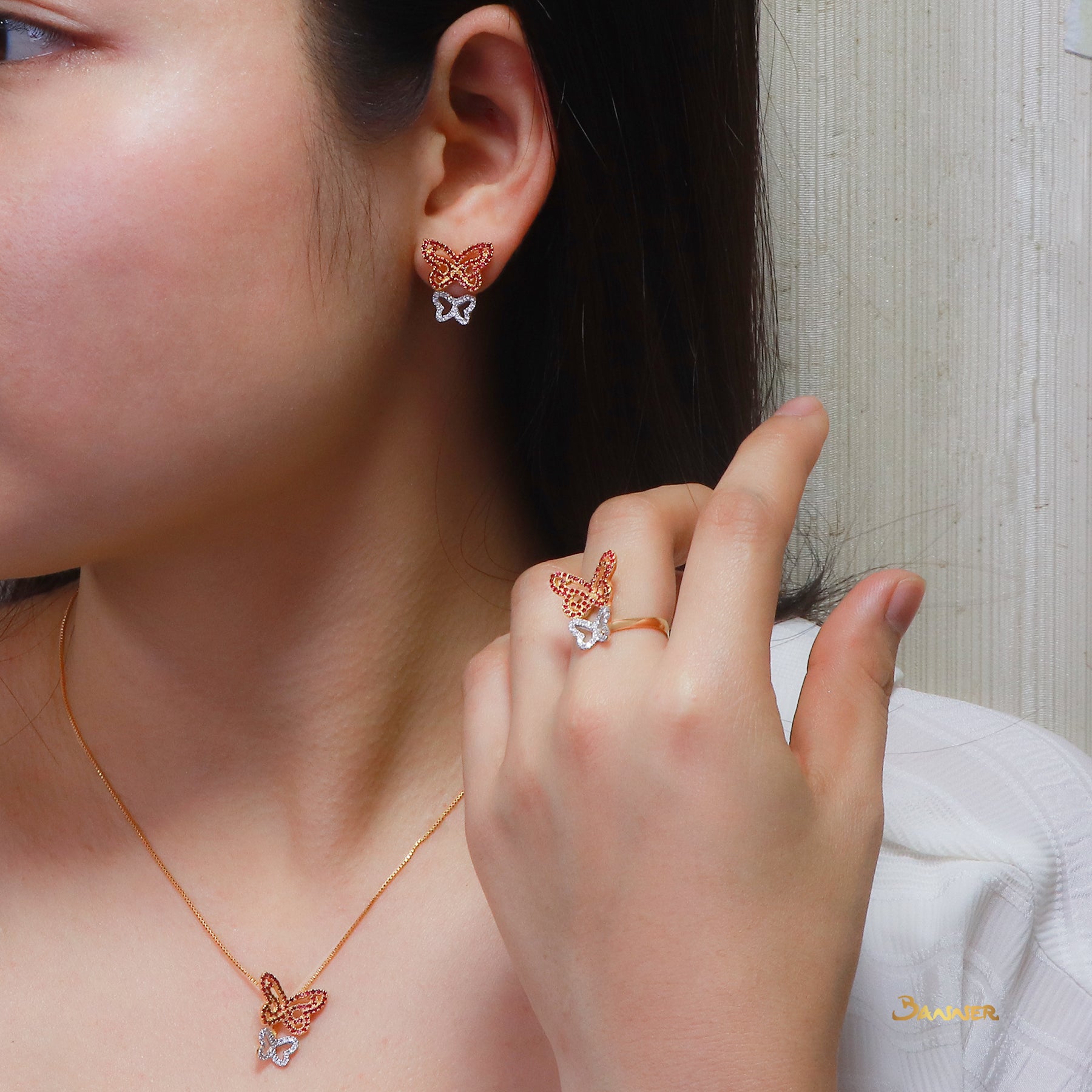 Ruby and Diamond Butterfly Ring