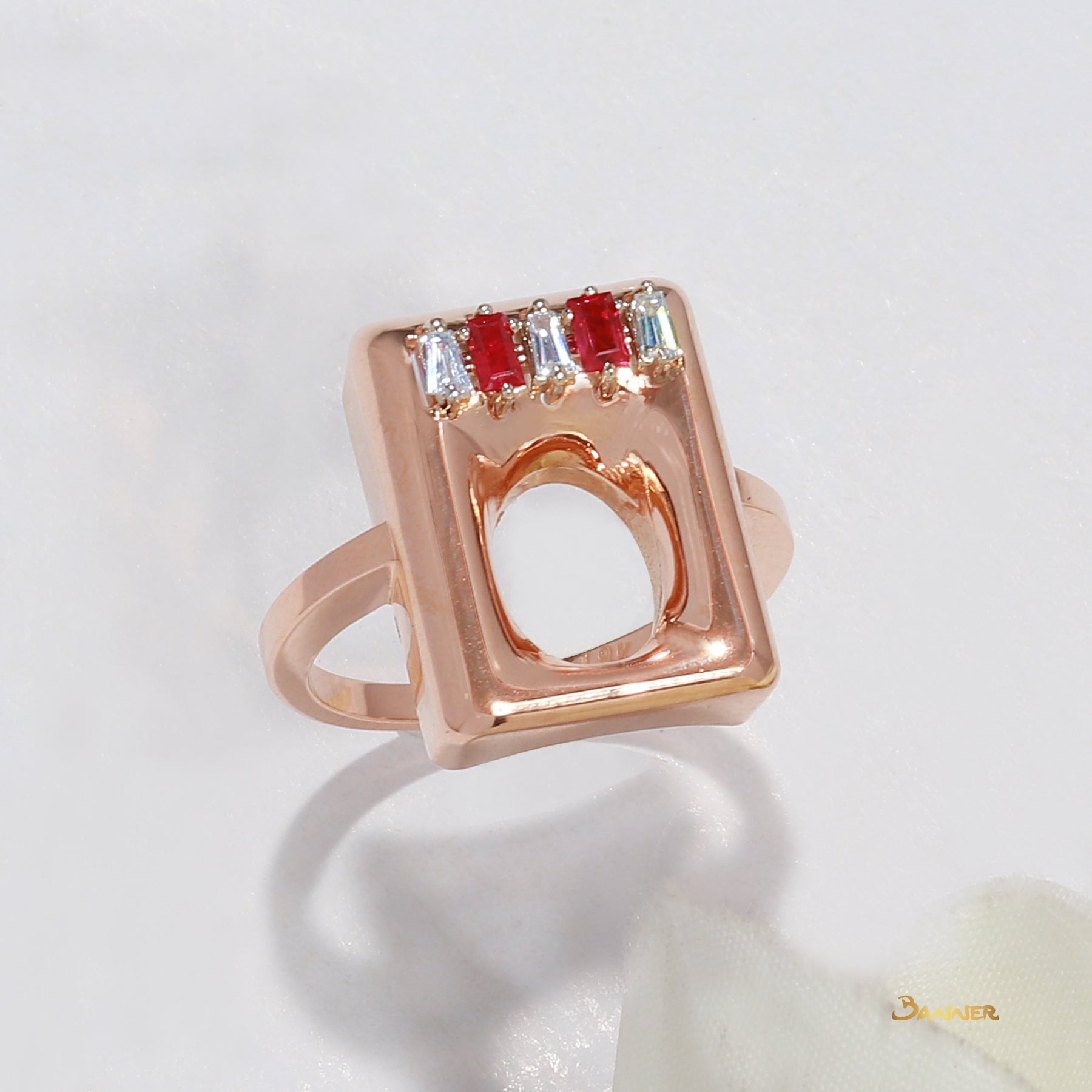 Emerald-cut Ruby and Baguette Diamond Square Shape Set