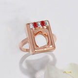 Emerald-cut Ruby and Baguette Diamond Square Shape Ring