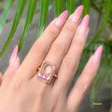 Emerald-cut Ruby and Baguette Diamond Square Shape Ring
