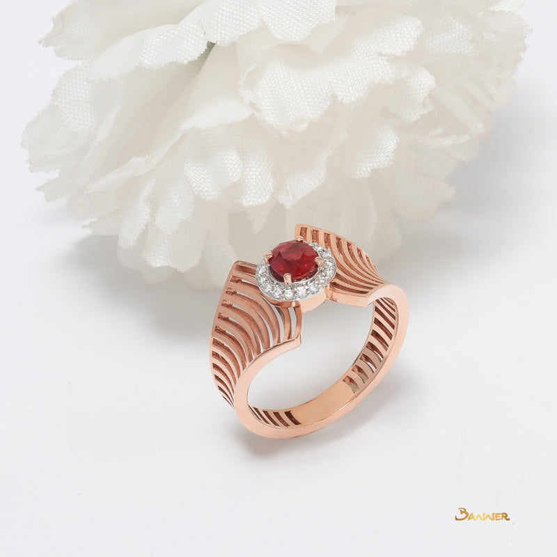 Ruby and Diamond Curl Ring