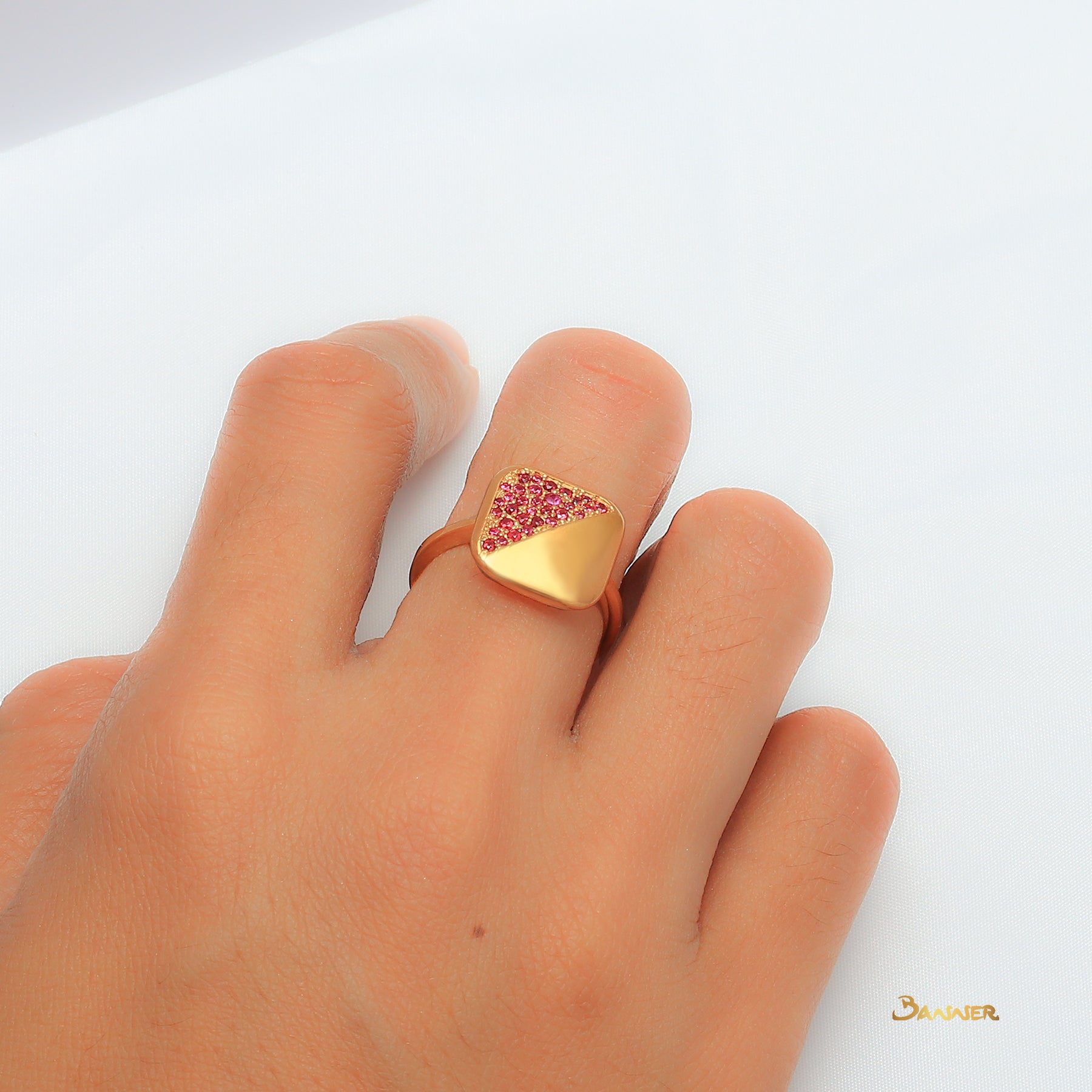 Ruby Half Square Ring