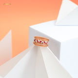 Emerald-cut Ruby and Diamond Crul Design Rose Gold Ring