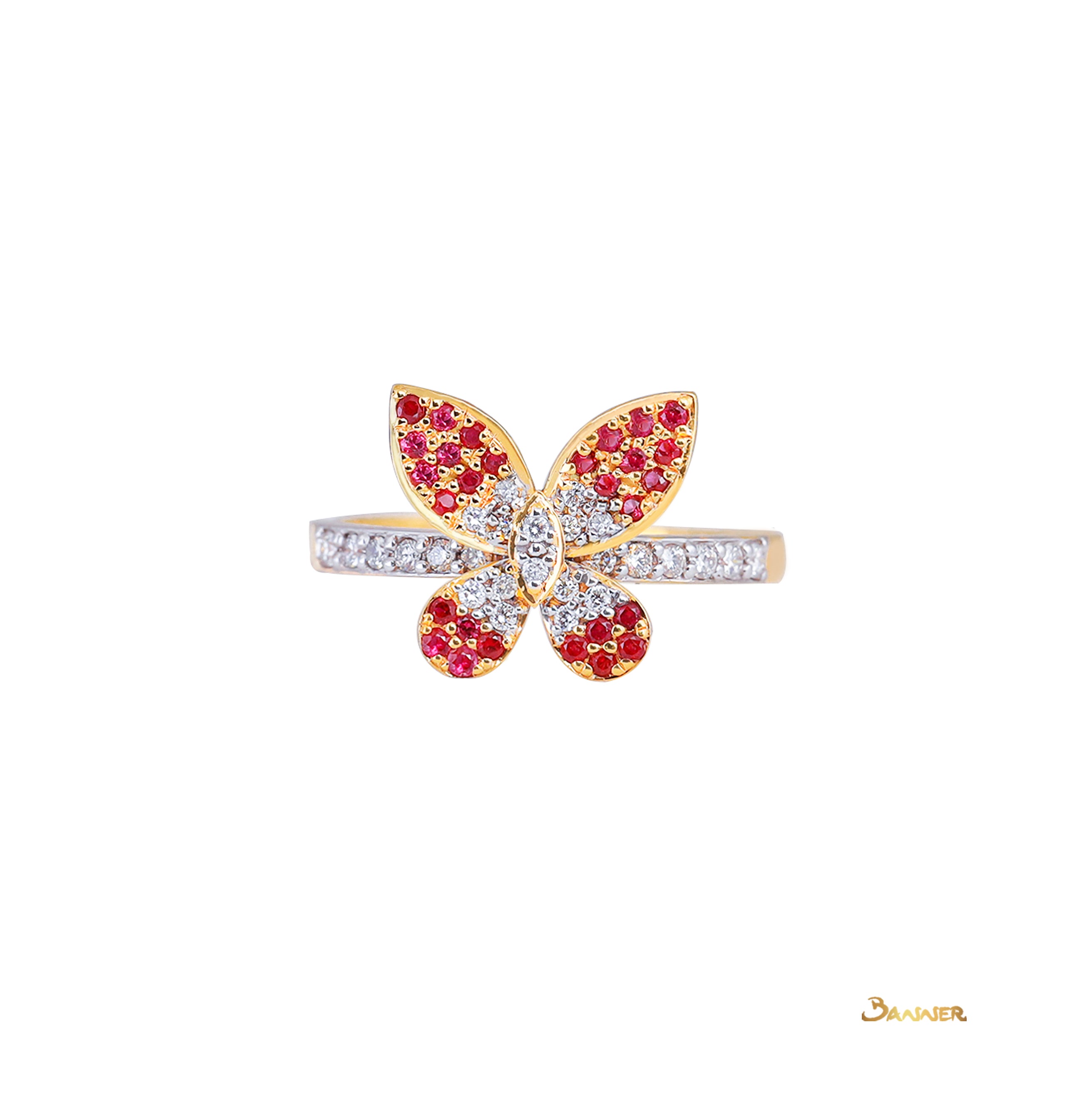 Ruby and Diamond Butterfly Ring