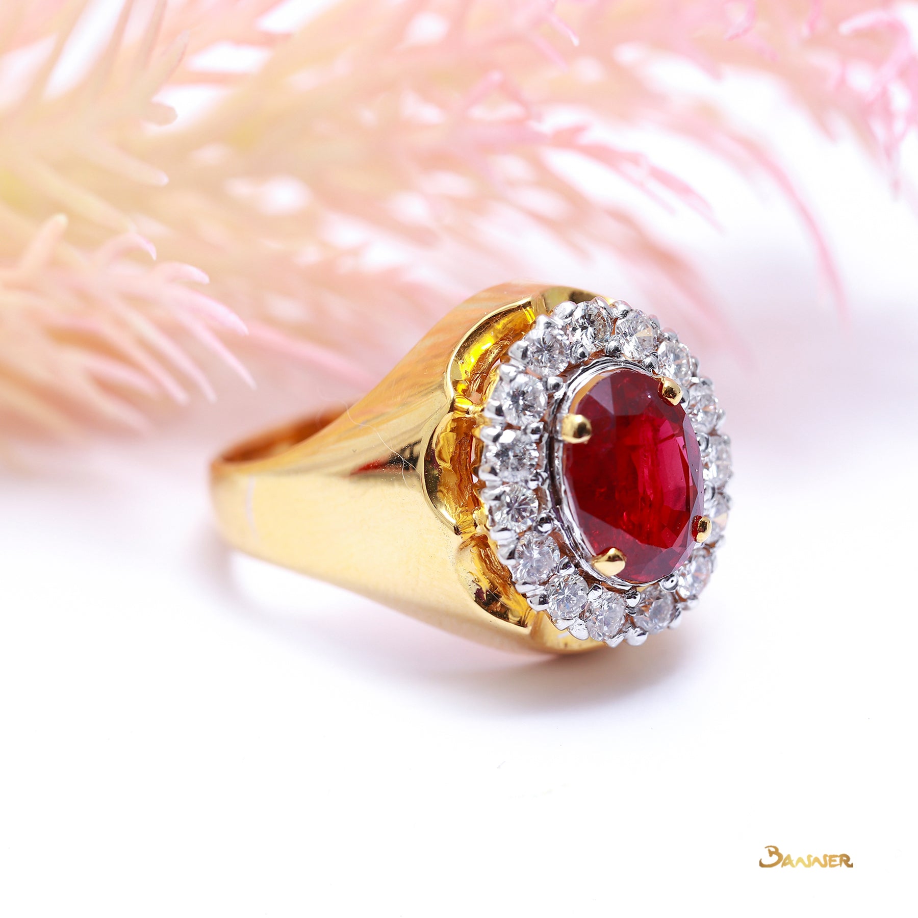 Ruby and Diamond Men Ring