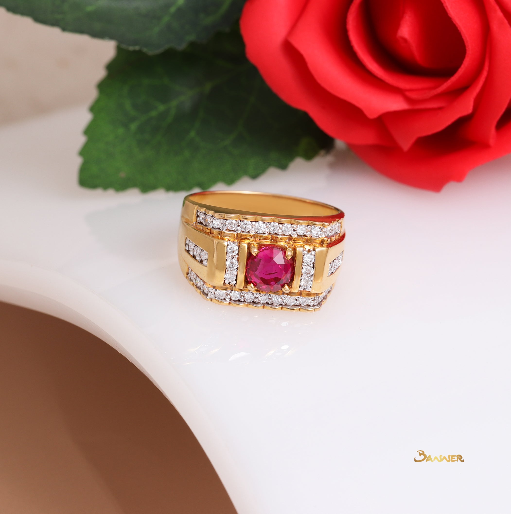 Ruby and Diamond Men Ring