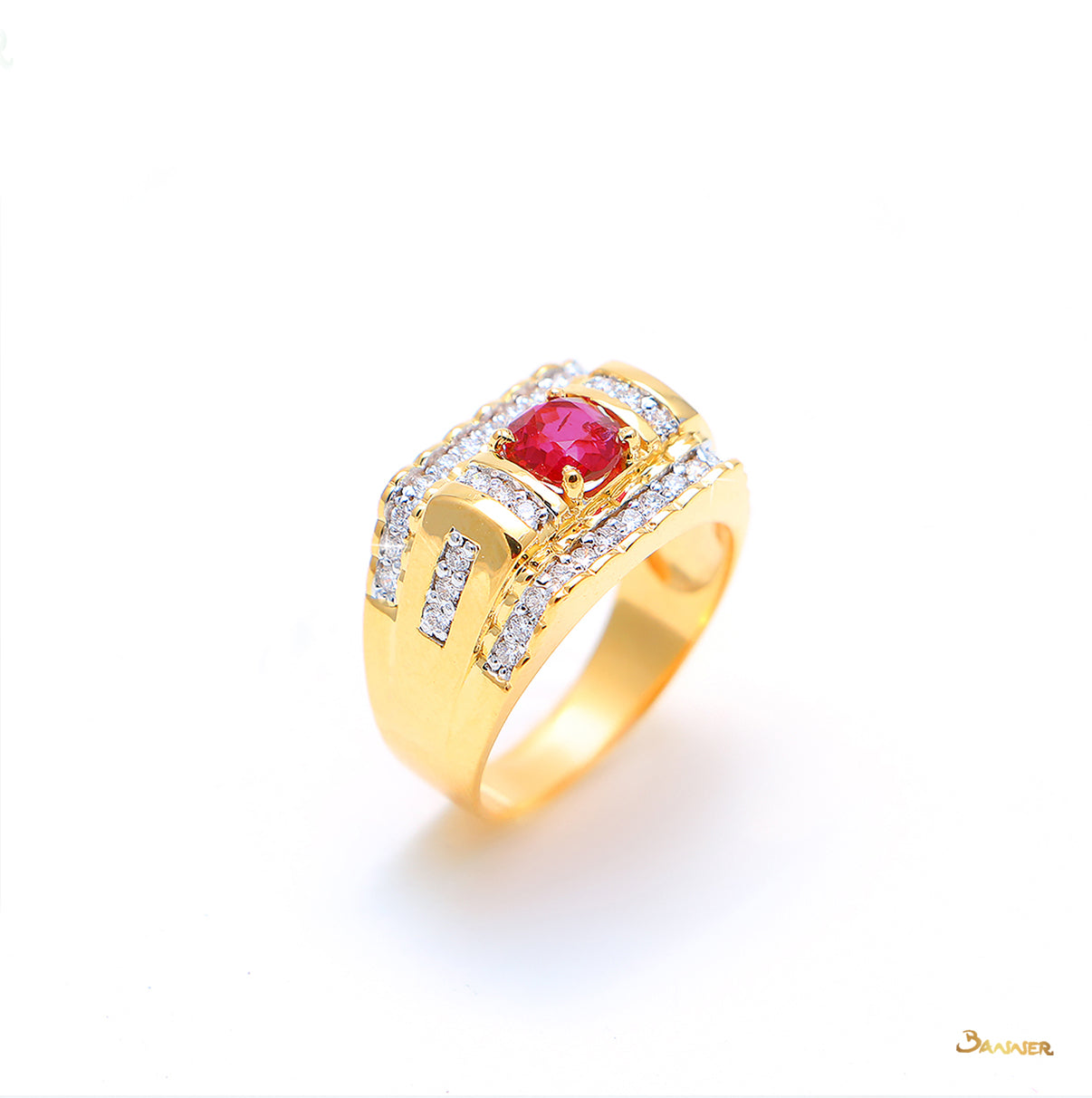 Ruby and Diamond Men Ring