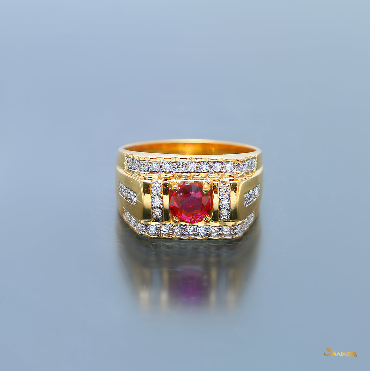 Ruby and Diamond Men Ring