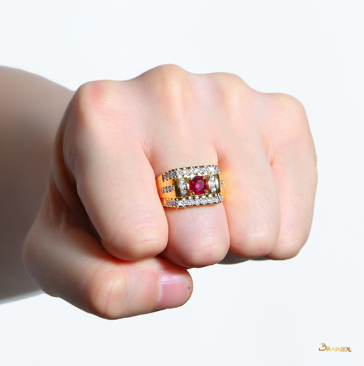 Ruby and Diamond Men Ring