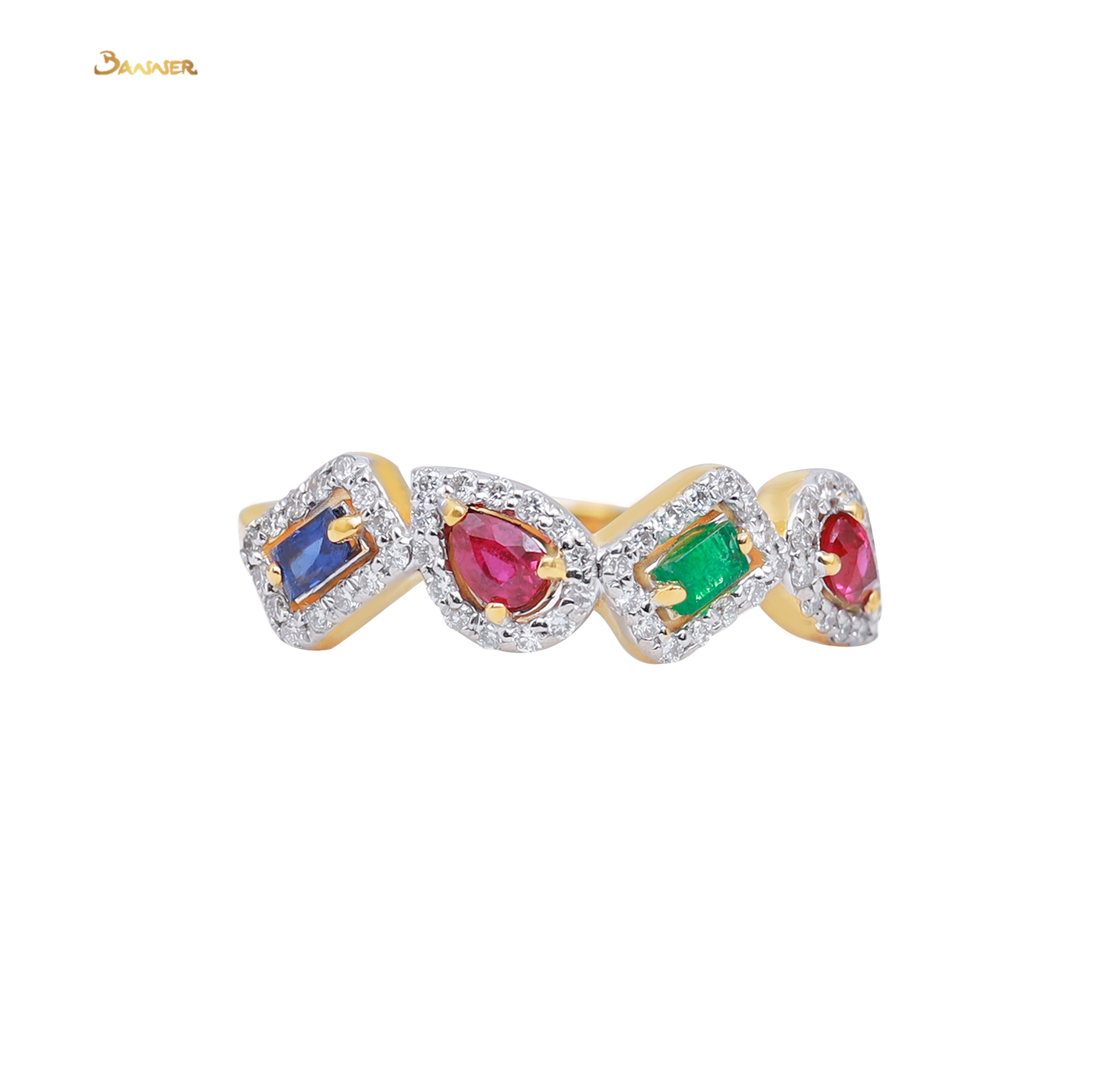 Ruby , Sapphire , Emerald and Diamond Ring