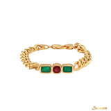 Ruby and Emerald Rambo Chain Bracelet