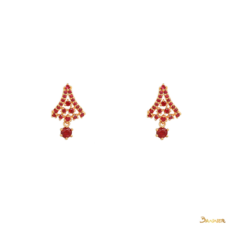 Ruby Christmas Tree Earrings