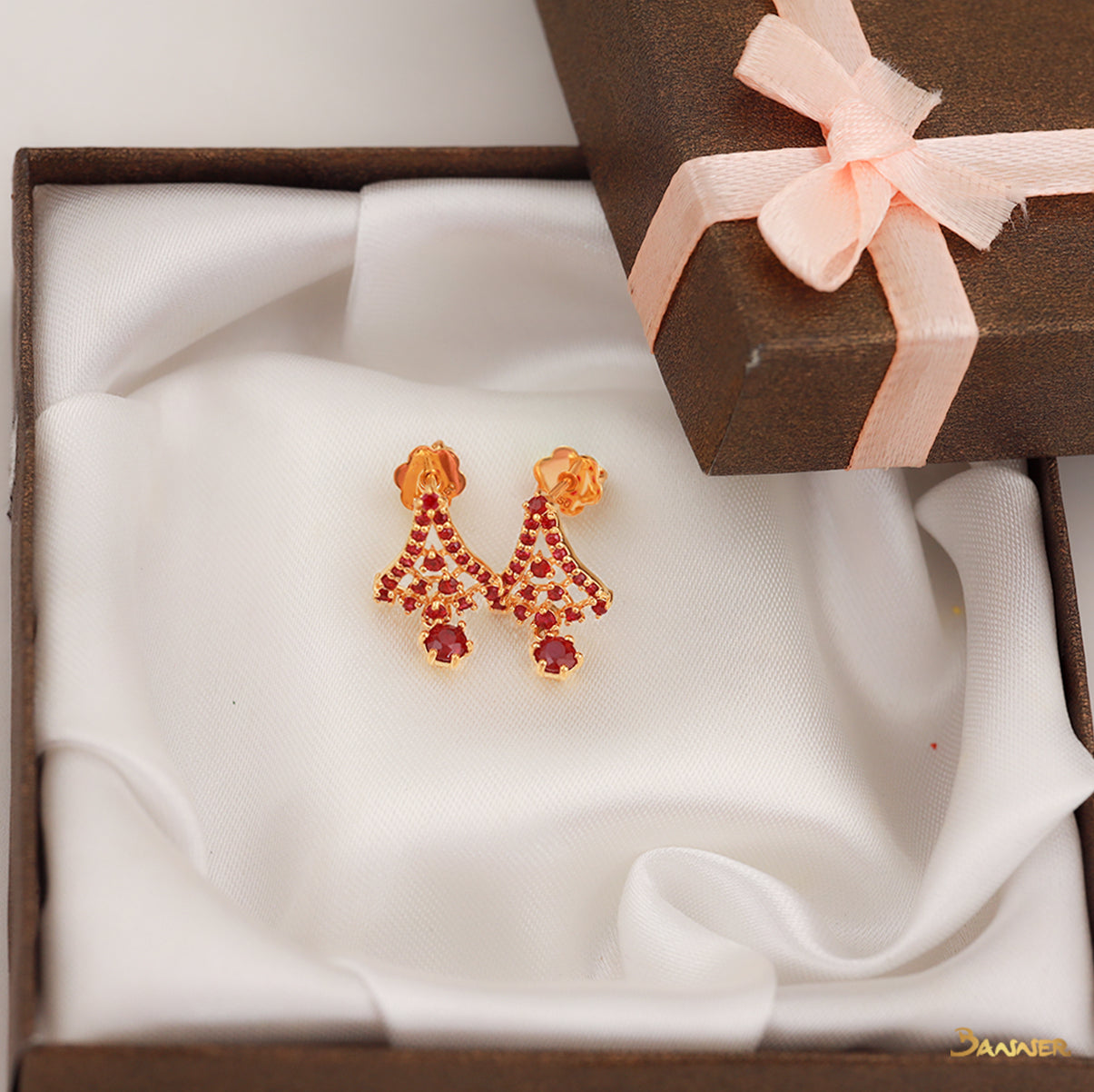 Ruby Christmas Tree Earrings