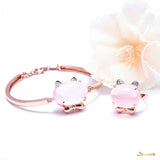 Rose Quartz and Diamond Hello-Kitty Bracelet