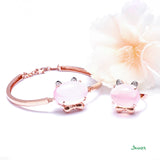 Rose Quartz and Diamond Hello-Kitty Ring