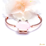 Rose Quartz and Diamond Hello-Kitty Bracelet