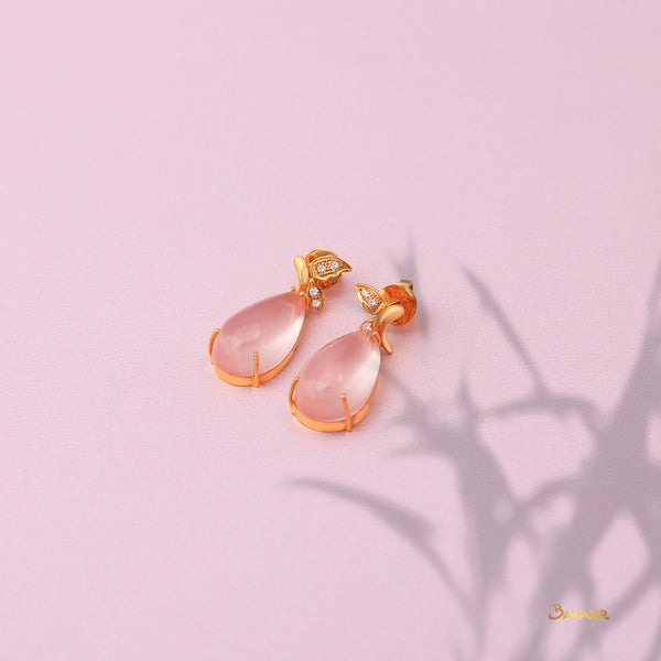 Rose Quartz and Diamond Butterfly Earrings