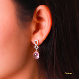 Rose Quartz and Diamond Infinity Earrings