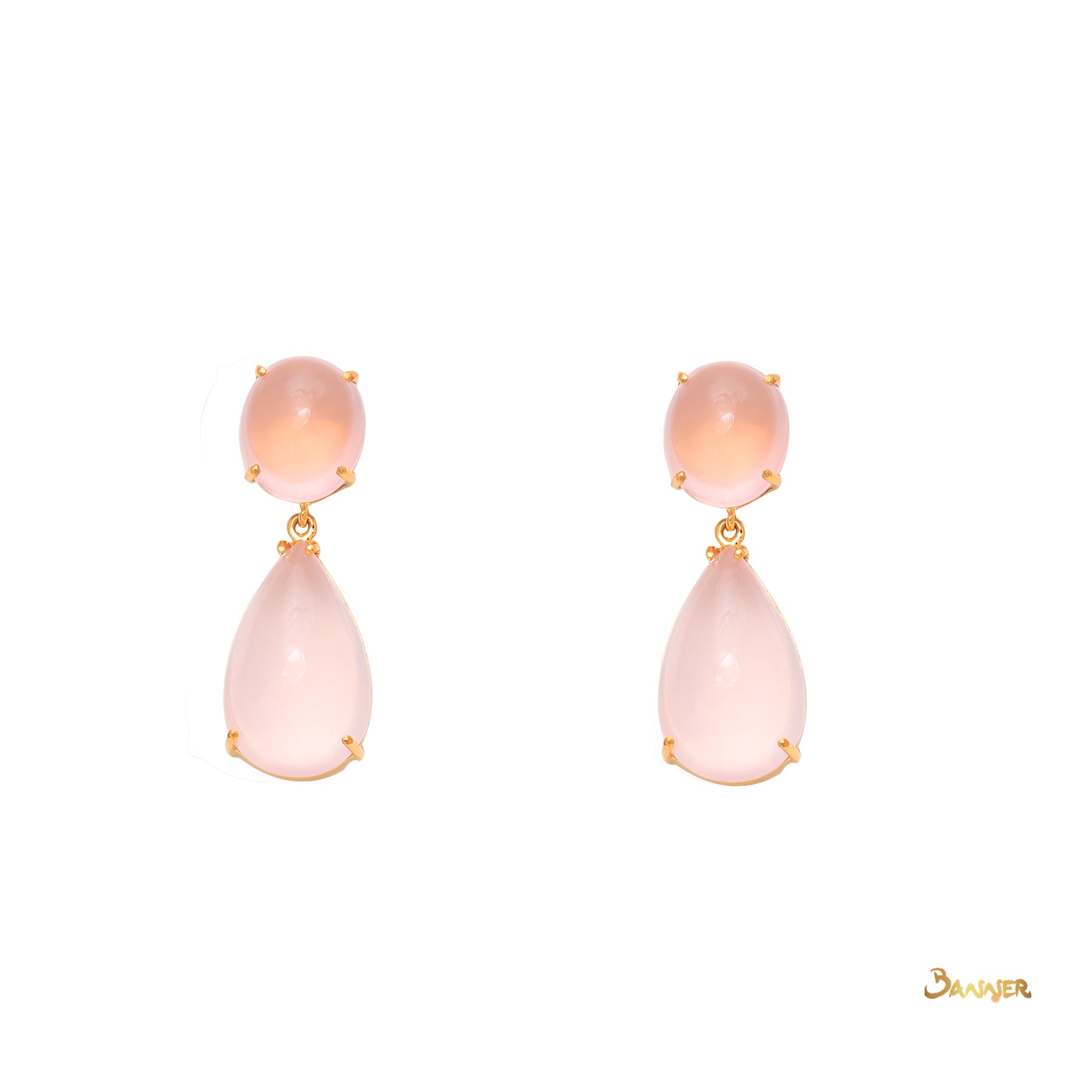 Rose Quartz 2 -Step Dangle Earrings