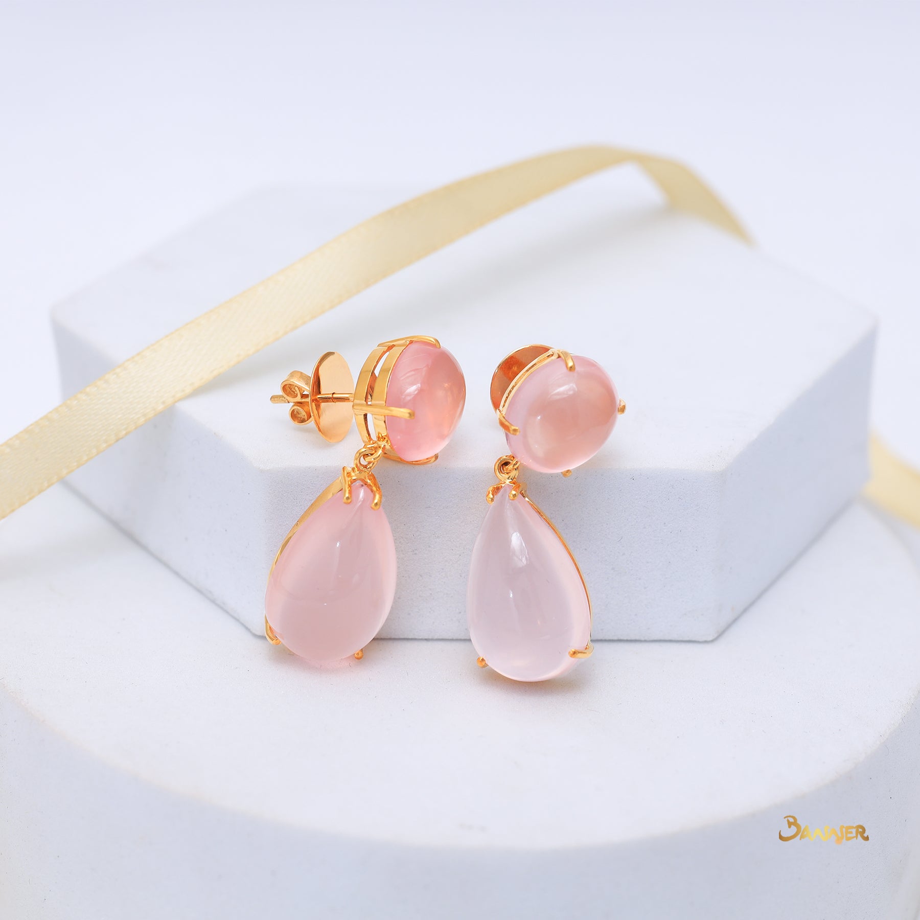 Rose Quartz 2 -Step Dangle Earrings