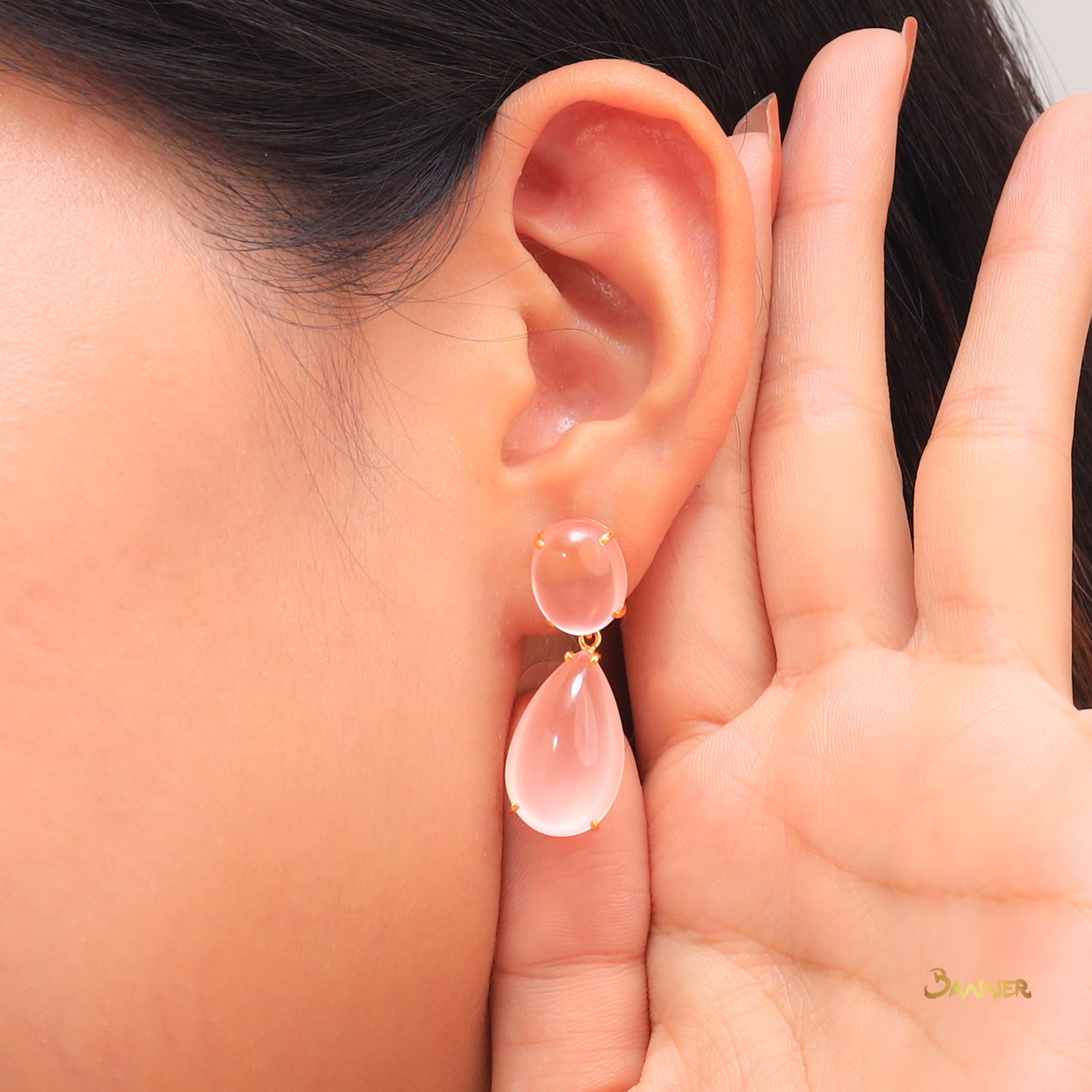 Rose Quartz 2 -Step Dangle Earrings