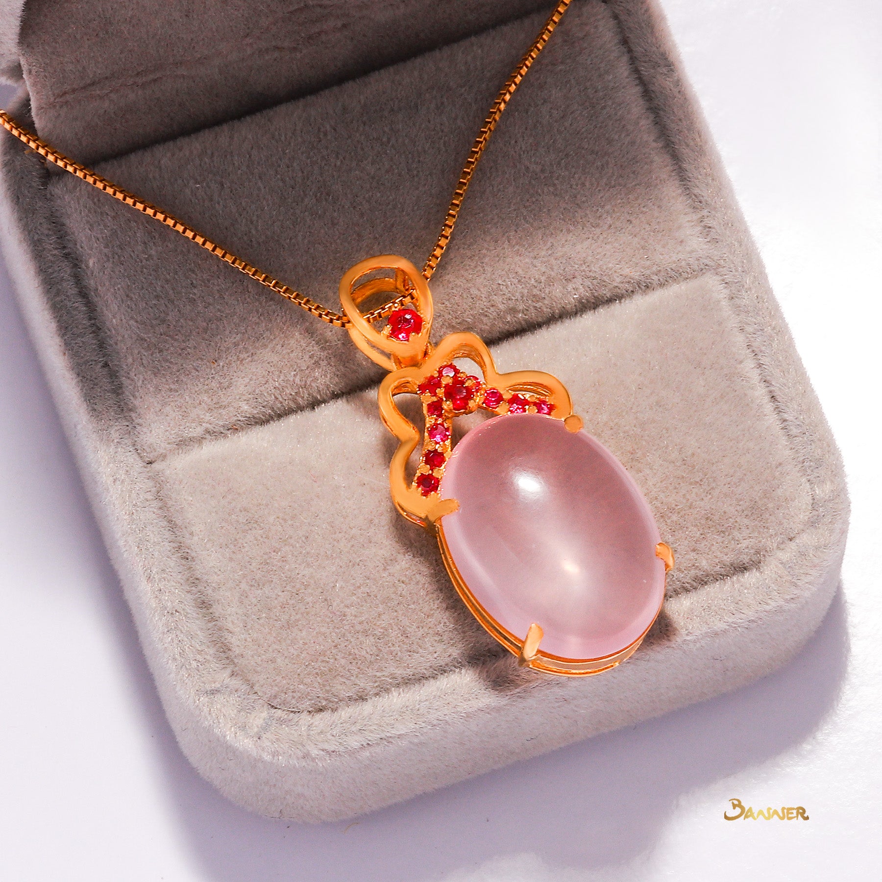 Rose Quartz and Ruby Pendant