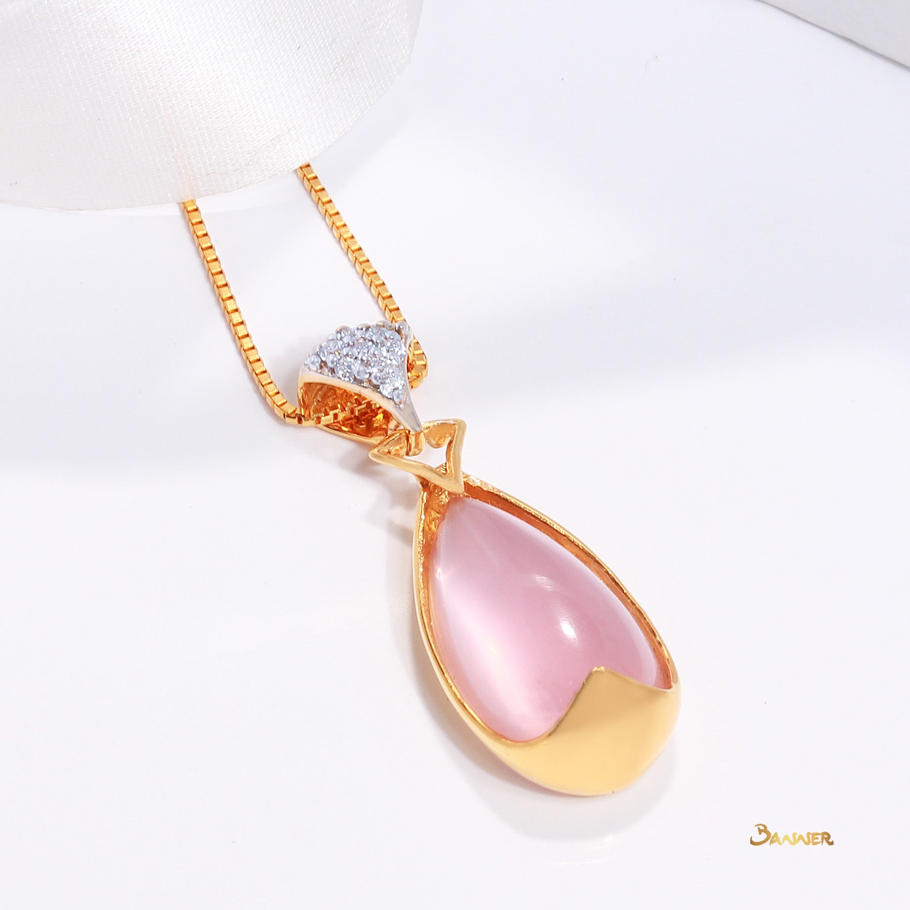 Rose Quartz and Diamond Pendant