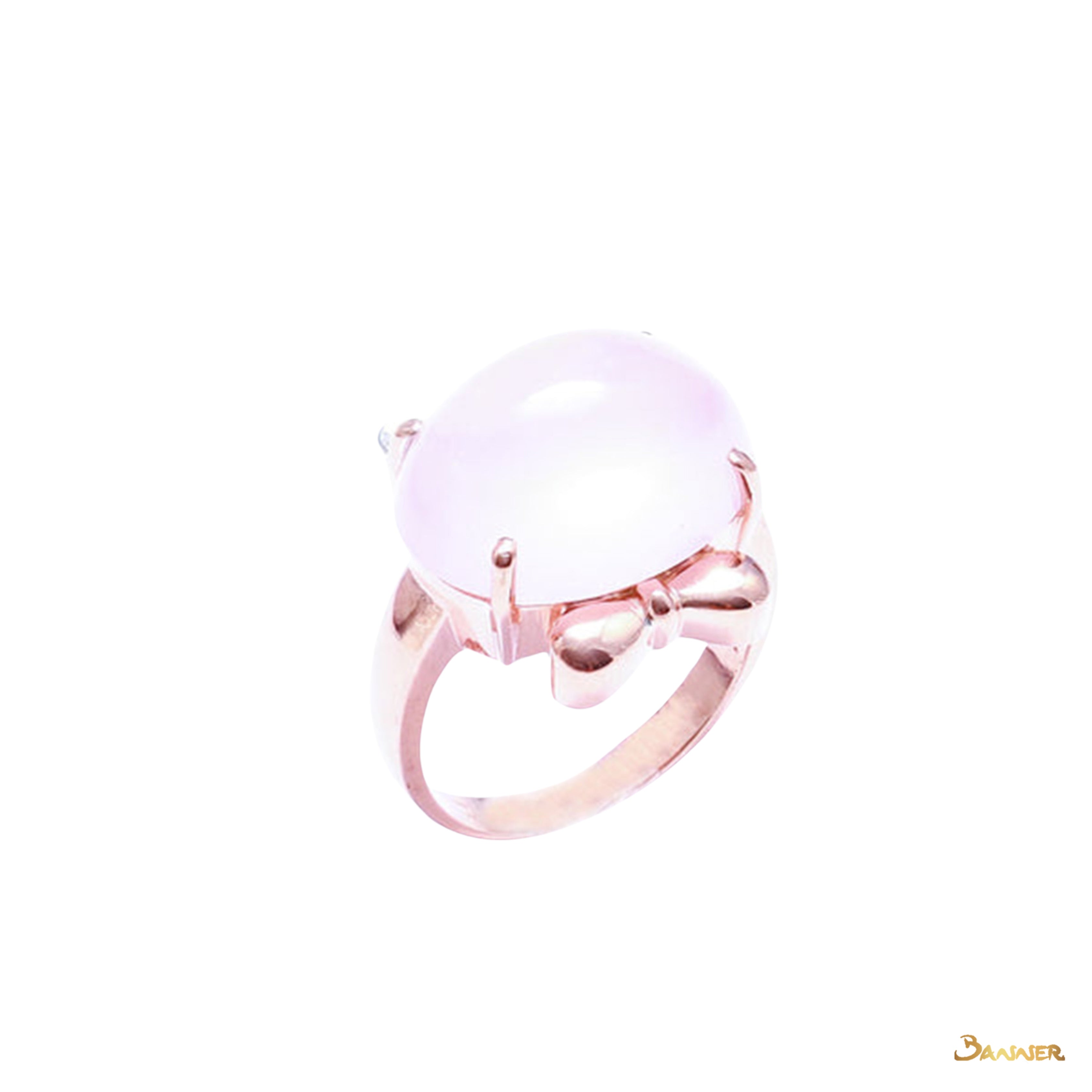 Rose Quartz and Diamond Hello-Kitty Ring