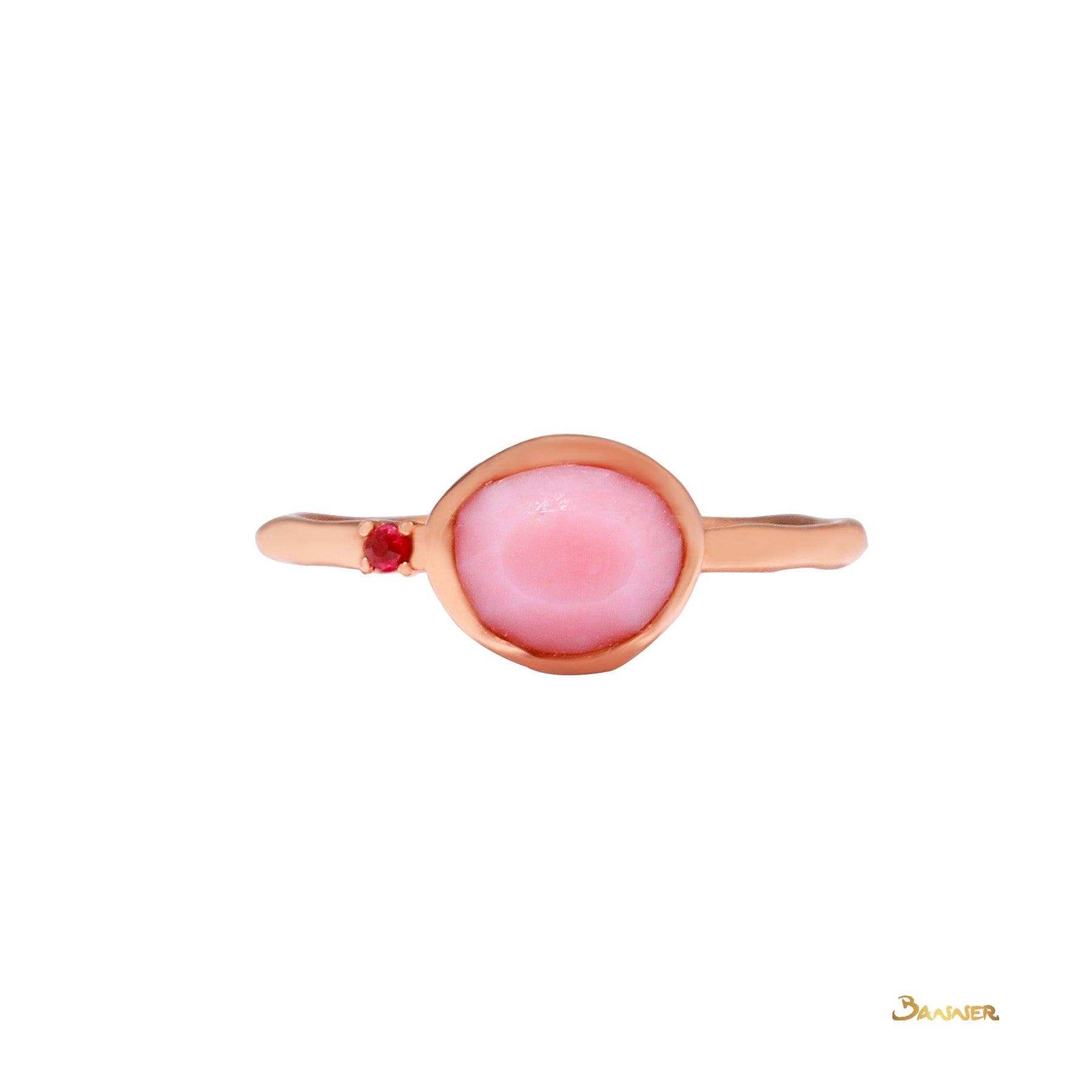 Rose Quartz and Ruby Petite Ring