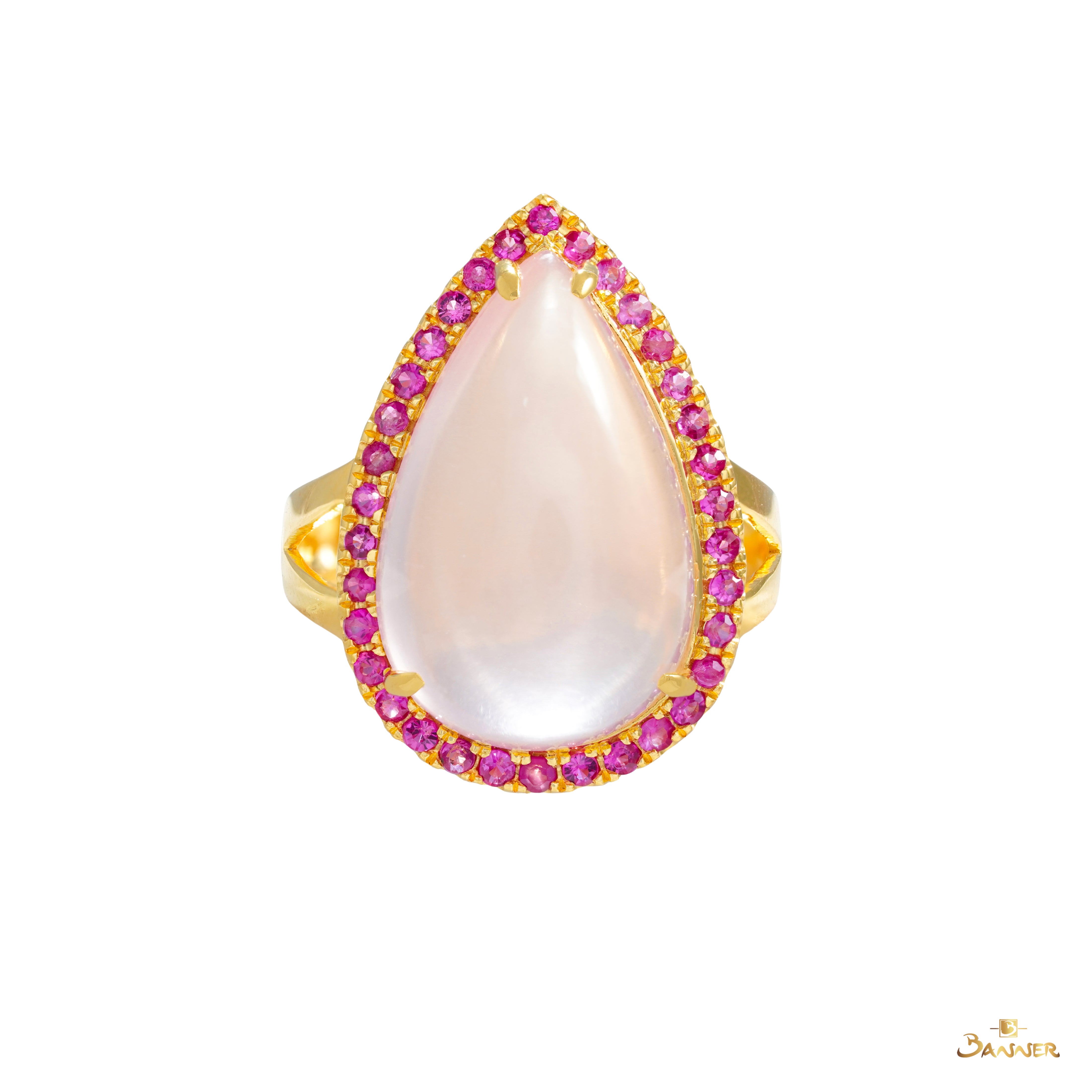 Rose Quartz and Pink Sapphire Ring