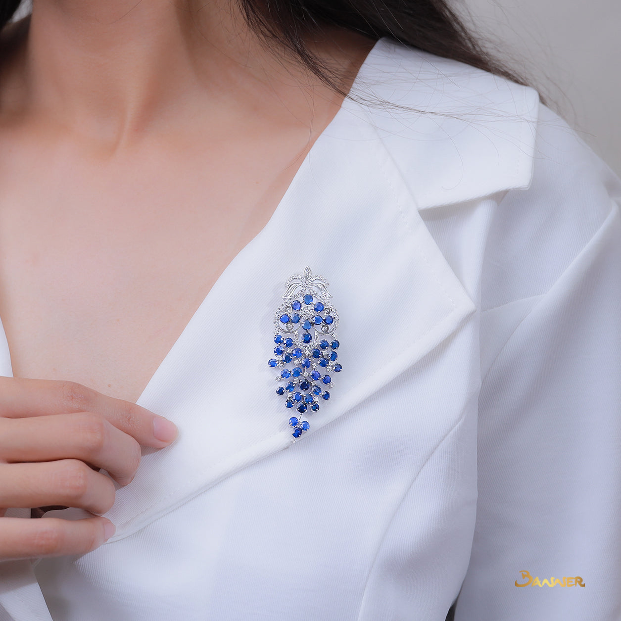 Sapphire and Diamond Floral Brooch /Pendant